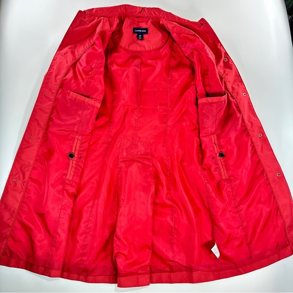 Lands End trench coat coral lightweight button front XS - Picture 6 of 12